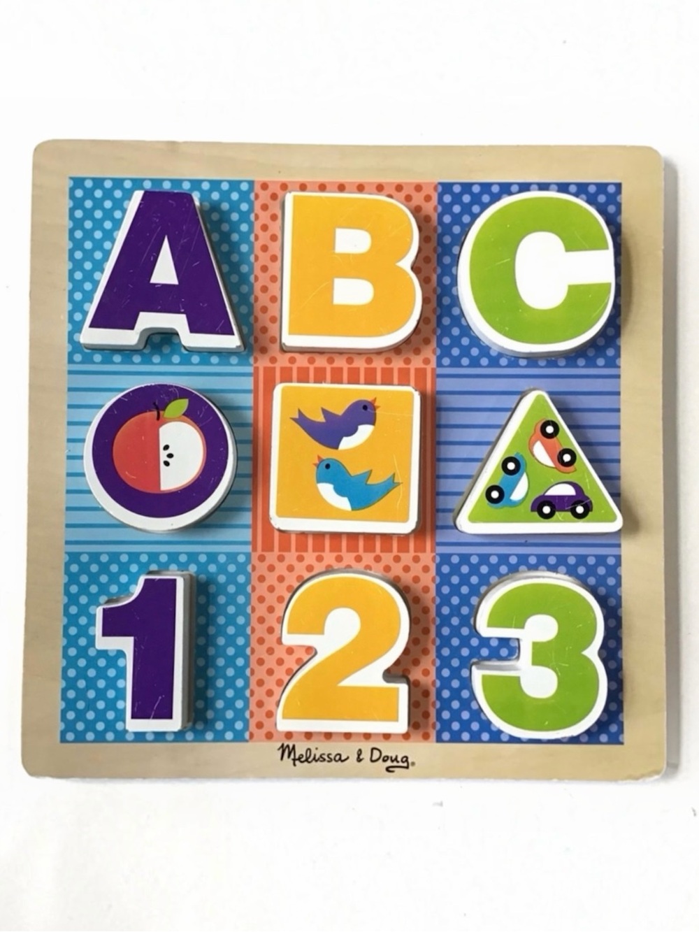 Melissa & Doug Chunky Puzzle ABC-123 First Play 9 Wooden Pieces